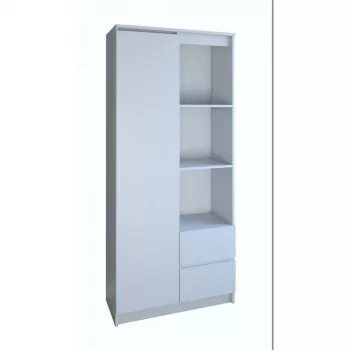 Büroo raamaturiiul Top e Shop RS-80 BILY BIEL, valge puitlaastplaat, 7 riiulit, 800×350×1800 mm