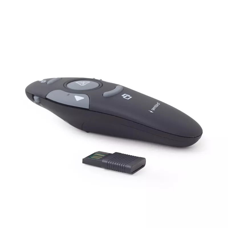 GEMBIRD juhtmevaba IR esitaja WP-L-11, 4 nuppu, 2,4 GHz RF USB vastuvõtja, must, AAA patarei