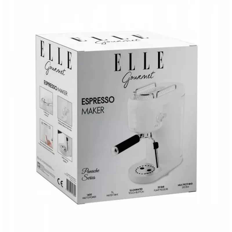 Kohvimasin Elle EKCMP801WHEU valge — kompaktne kodune tilguti/espresso stiilis pruulija