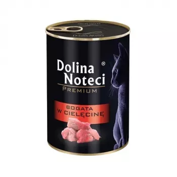 Märg kassitoit Dolina Noteci 400 g purk — vasikaliha valem, täiskasvanud kassid, 80% niiskust