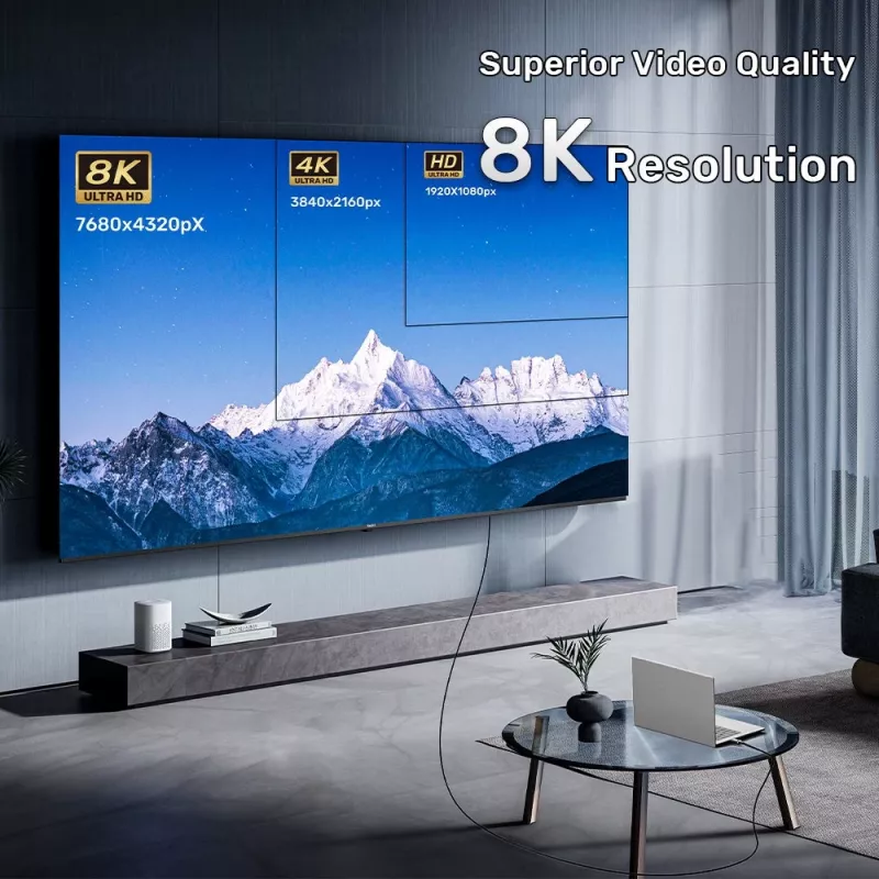 HDMI-kaabel Unitek C11085GY01-15M — HDMI tüüp A - A, 30 m, HDMI 2.1, 8K@60Hz, 4K@144Hz, kullatud kontaktidega, must