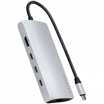 Sülearvuti dokk / pordikordaja Satechi ST-P8KES — Juhtmega USB 3.2 Gen 1 USB-C, Gigabit Ethernet, SD-kaart, Hõbedane