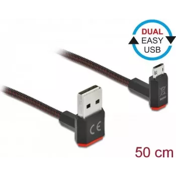 USB-kaabel DeLOCK EASY-USB 2.0 Type-A-pistik Micro-B isasele 0,5 m Must