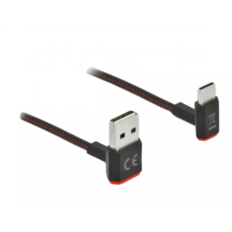 USB-kaabel DeLOCK EASY-USB 2.0 Type-A-pistik USB-C isasele nurgeline 0,5 m must