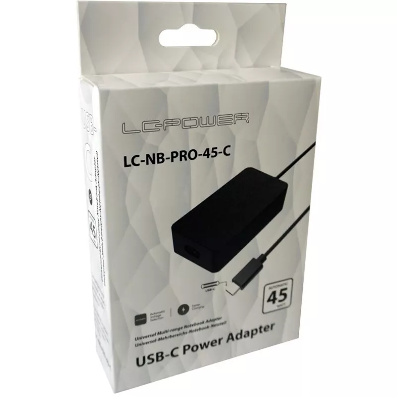 LC-Power LC-NB-PRO-45-C - toiteplokk - vahelduvvool 110–240 V - 45 W - must