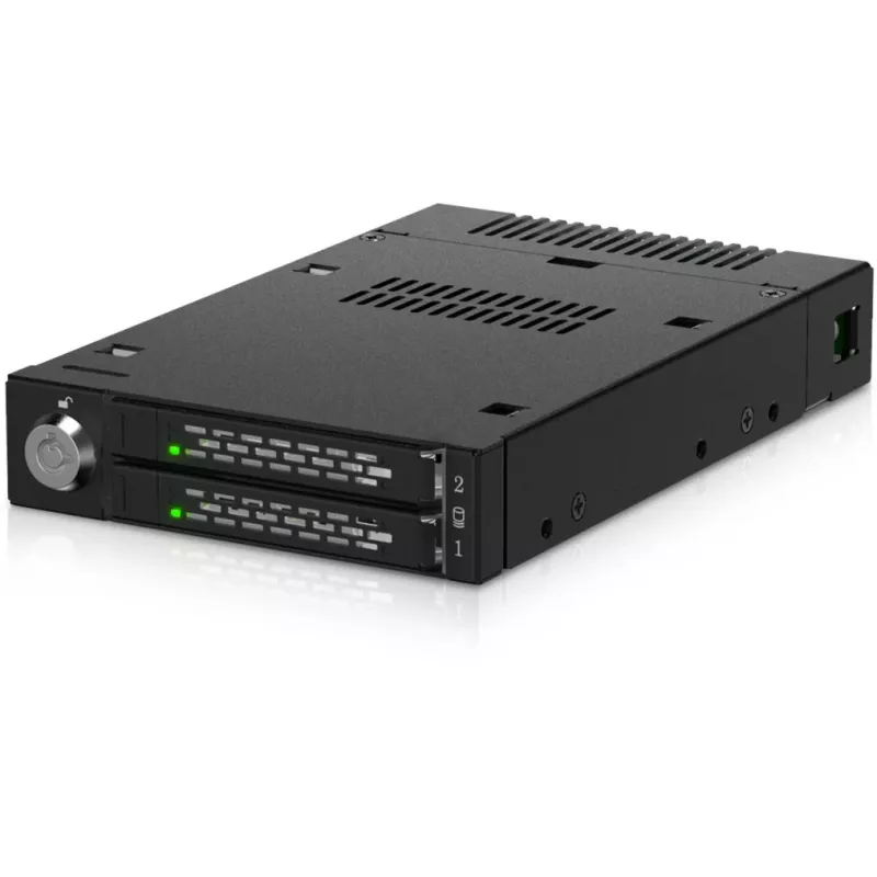 ICY DOCK - ToughArmor - MB834MK-B V2 - 2x M.2 NVMe kuni 1x 3,5-tolline pesa mobiilne raam metallist võtmelukuga SlimSAS 4i must