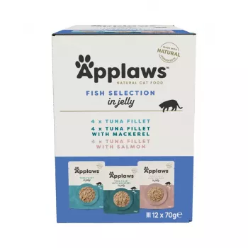 Applaws kalavalik puljongis, märgtoidu multipakk kassidele, 12 × 70 g