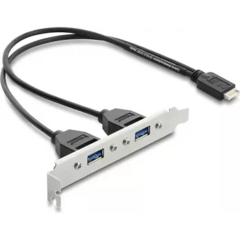 Sisemine USB Type-E Key B adapterkaart DELOCK 67346 — 2× USB-A 5 Gbps koos pesa kronsteiniga