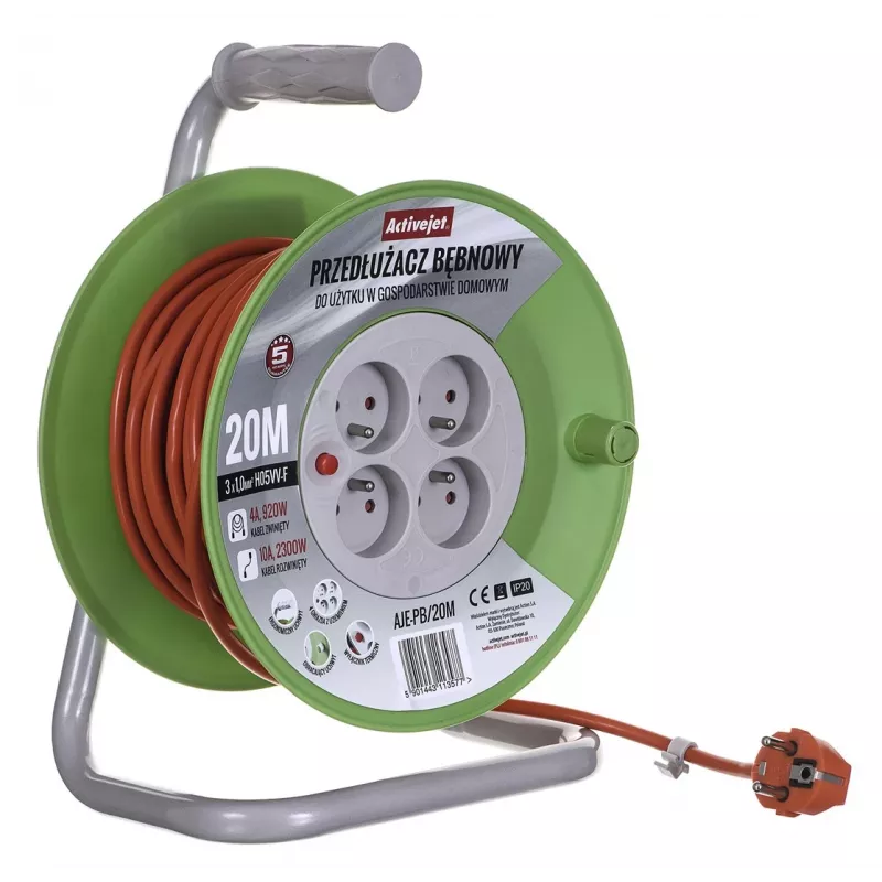 Activejet AJE-PB/20M rulliga pikendusjuhe 20 m