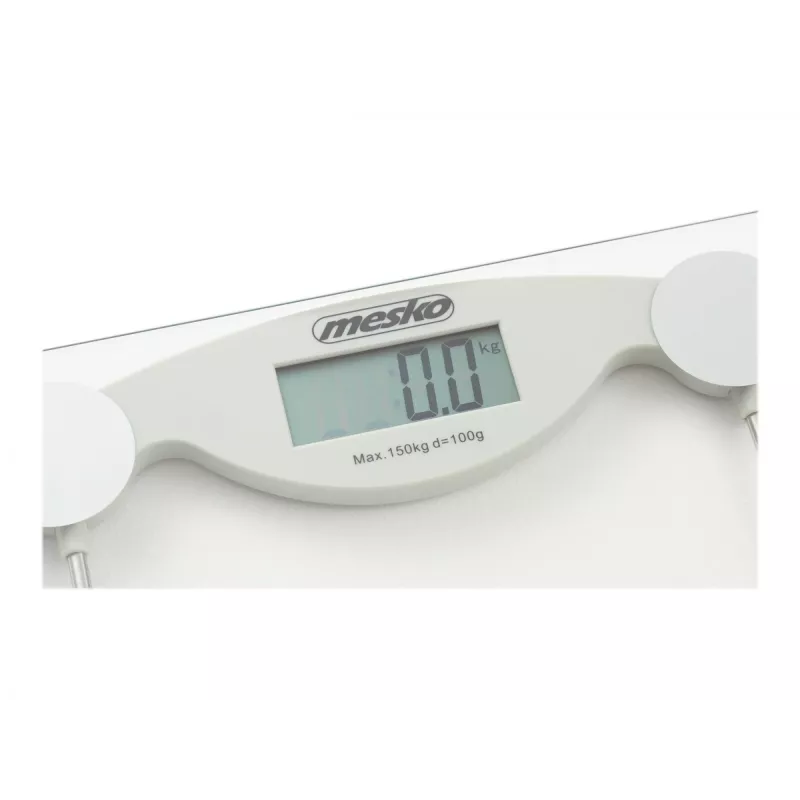 Elektrooniline isiklik kaal Mesko MS 8137 — 150 kg kandevõime, 100 g täpsus, valge/läbipaistev