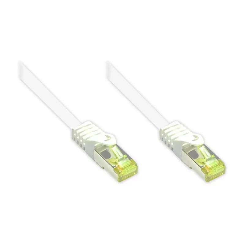 RJ45 patch-kaabel with Cat.7 Raw kaabel and Latch Protection (RNS®), S/FTP, PiMF, Halogen-Free, 600MHz, OFC, Valge, 0,25m, Good Connections® (8070R-003W)