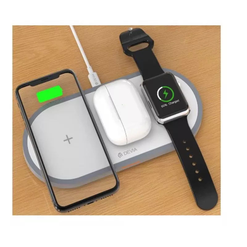 3-in-1 juhtmevaba laadija Devia V4 10W — nutitelefonile, Apple Watchile, kõrvaklappidele