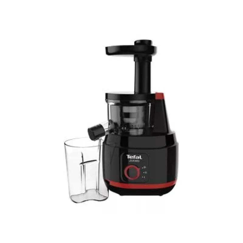 Aeglane mahlapress Tefal Juiceo ZC150 — 150 W, 4,5 cm toitetoru, 0,8 l mahla- ja viljalihamahutid, 80 p/min, must/punane