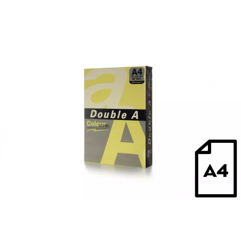 Värviline paber Double A, 80g, A4, 500 lehte, Või
