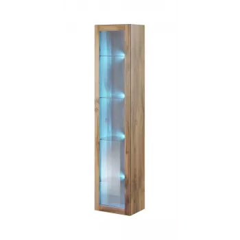Vitriin Cama Meble VIGO 180 — seinale paigaldatav klaasvitriin, 1800×400×300 mm, wotan tamme