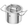 Keedunõude komplekt ZWILLING 65120-005-0 — 5-osaline roostevabast terasest kastrulite komplekt, kaantega, ahju- ja nõudepesumasinakindel, mittenakkuva kattega, max 200°C
