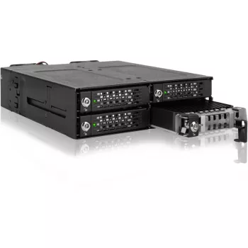 ICY DOCK - ToughArmor MB720MK-B V3 - 4x PCIe 4.0 M.2 NVMe 4x OCuLink-ile 1x 5.25 sahtliga mobiilses raamis, metallist, must, võtmelukuga (tri-mode ühilduv)