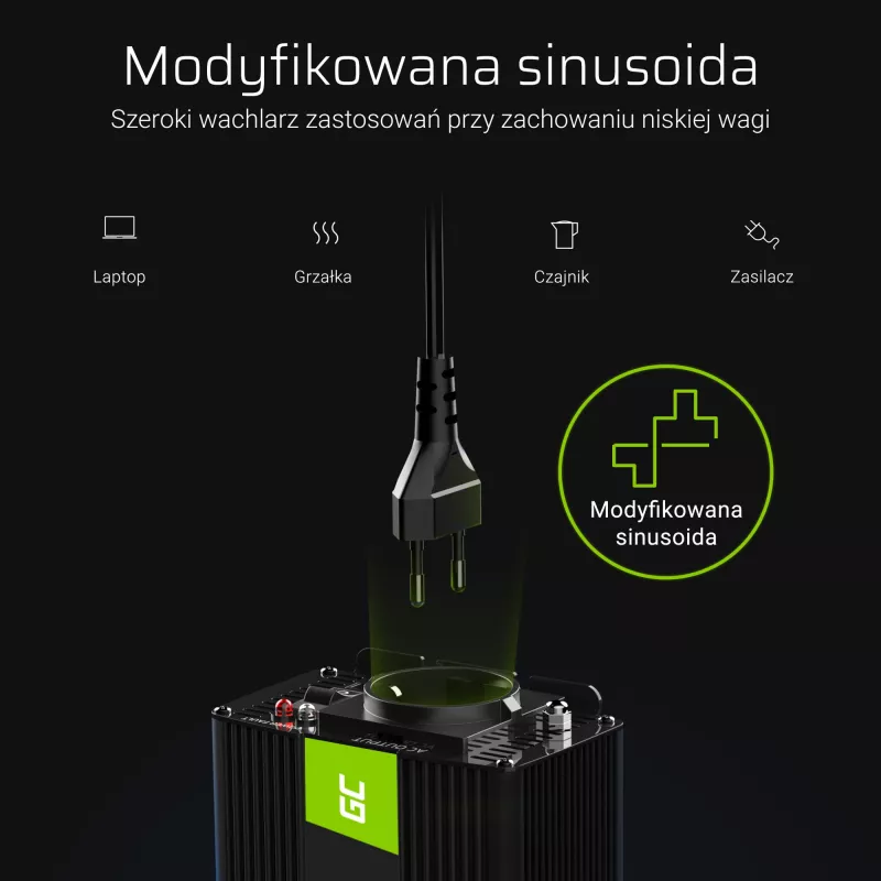 roheline Cell INV08 toiteadapter/pingemuundur välistingimustesse 1000 W must