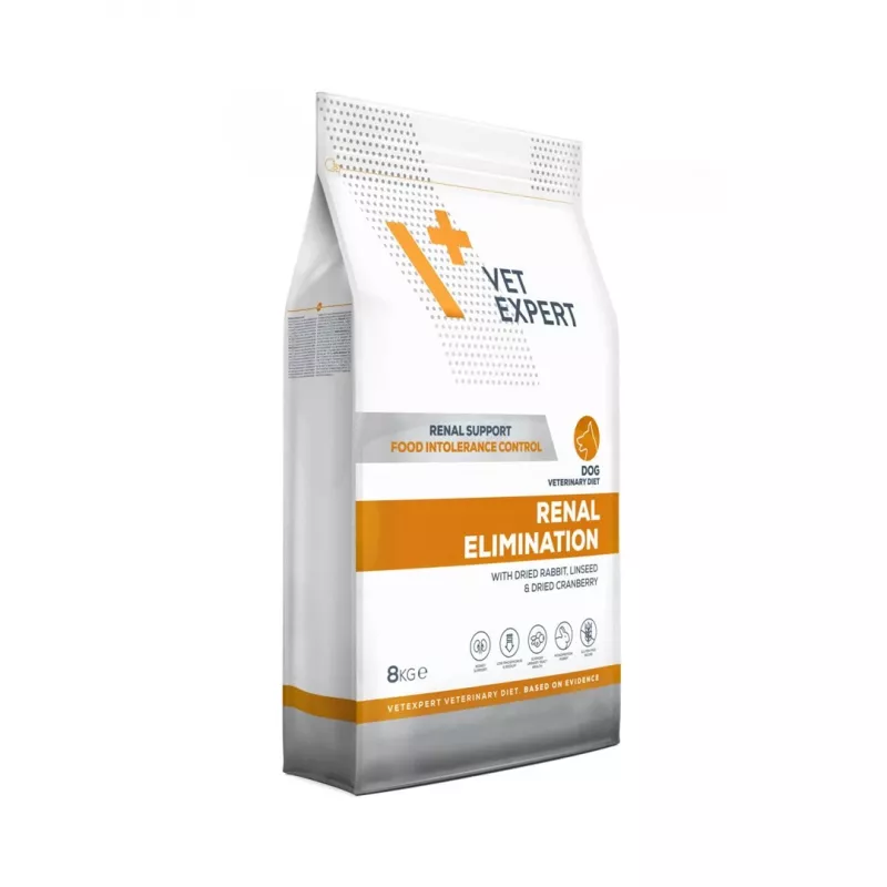 Kuiv koeratoit VETEXPERT Veterinary Diet Renal Elimination — täiskasvanud, küülikumaitse, 8 kg, valk 15,8%, rasv 19,5%