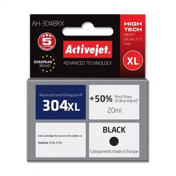 Activejet AH-304BRX tint (asendus HP 304XL N9K08AE; Premium; 20 ml; must)
