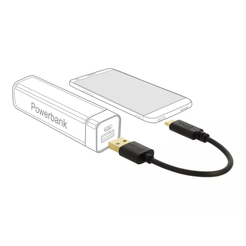 DeLOCK USB laadimiskaabel Type-A USB USB-C-le 15 cm Must