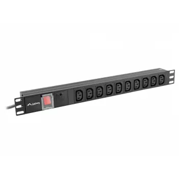 Toitejaotusseade LANBERG PDU-10I-0200-IEC-BK — 10× C13 pistikupesa, 2 m kaabel, 10 A, 2500 W, must