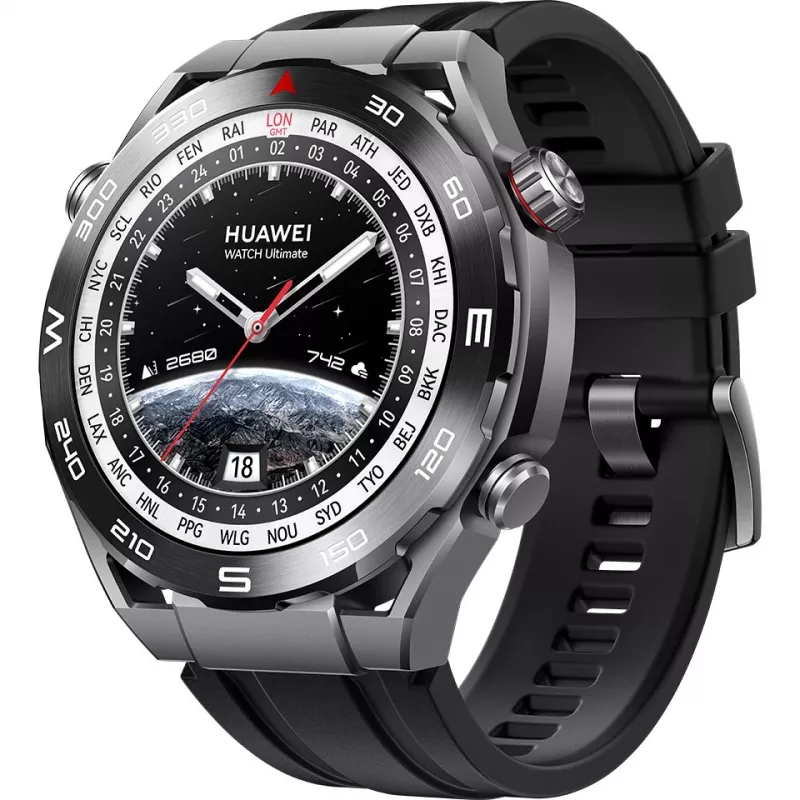 Huawei Watch Ultimate – nutikell rihmaga – hüdrogeenitud nitriilkummi (HNBR) – randme suurus: 140–210 mm – Ekraan 3,8 cm (1,5) – NFC, Bluetooth