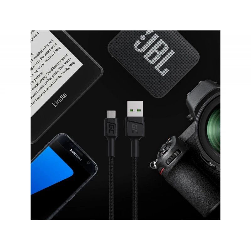USB 2.0 kaabel roheline Cell KABGC20 — USB-A kuni Micro-USB-B, 1,2 m, must