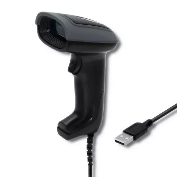 Käeshoitav vöötkoodilugeja QOLTEC 50863 — 1D/2D skanner, USB-juhtmega, LED-andur, must, 5V, 1,8 m kaabel