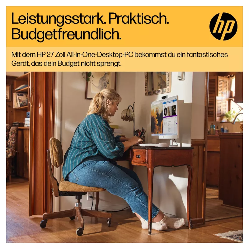 HP 27-cr0471ng - Kõik-ühes (terviklahendus) - Ryzen 7 7730U - RAM 16 GB - SSD 512 GB - NVMe - Radeon Graphics - 1GbE, Wi-Fi 6, Bluetooth - WLAN: 802.11a/b/g/n/ac/ax, Bluetooth