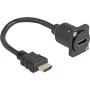 DeLOCK D-tüüpi HDMI-kaabel isane emasele must 20 cm
