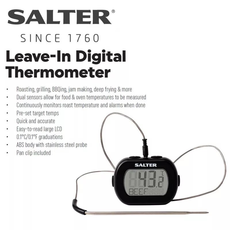 Digitaalne kiirloetav järelvalmiv termomeeter Salter 515 BKCR, veekindel, toidu jaoks