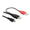 USB-kaabel DeLOCK 2x USB2.0-A-pistik / USB mini 5-kontaktiline 1 m Must