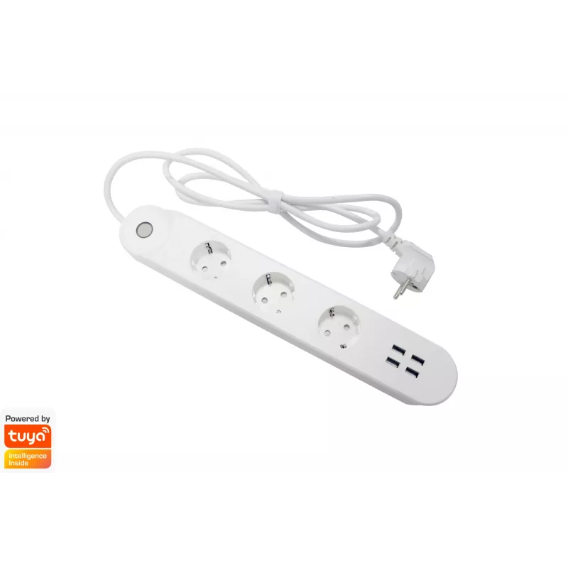 Nutikas pistikupesakomplekt Denver SHP-300U 3 vahelduvvoolupistikut Tüüp E 4 Valge
