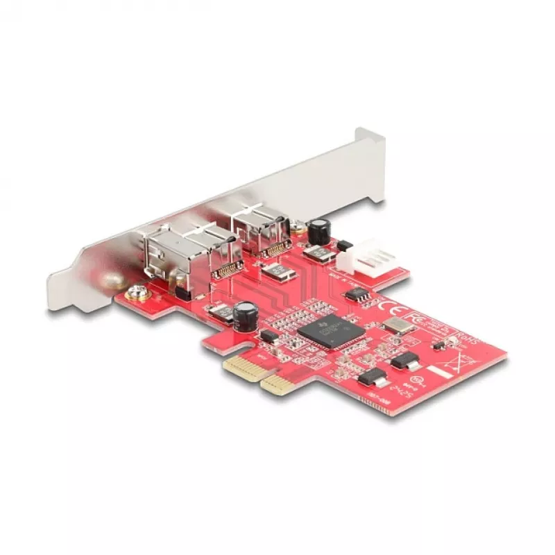 DeLOCK 90738 PCIe Firewire adapter, sisemine, IEEE 1394, punane