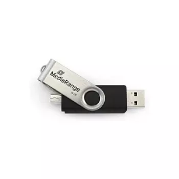 MediaRange MR932 - USB-mälupulk - 32 GB - USB 2.0 / mikro-USB - must/hõbedane (MR932-2)