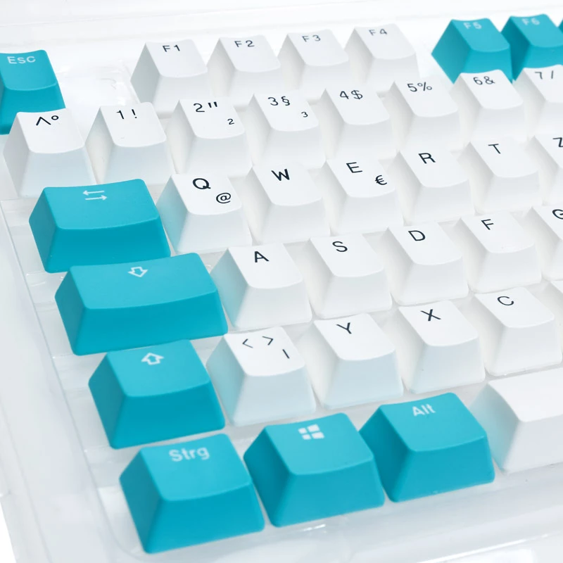 Ducky Keycap Set, PBT, ISO (DE) - valge/sinine