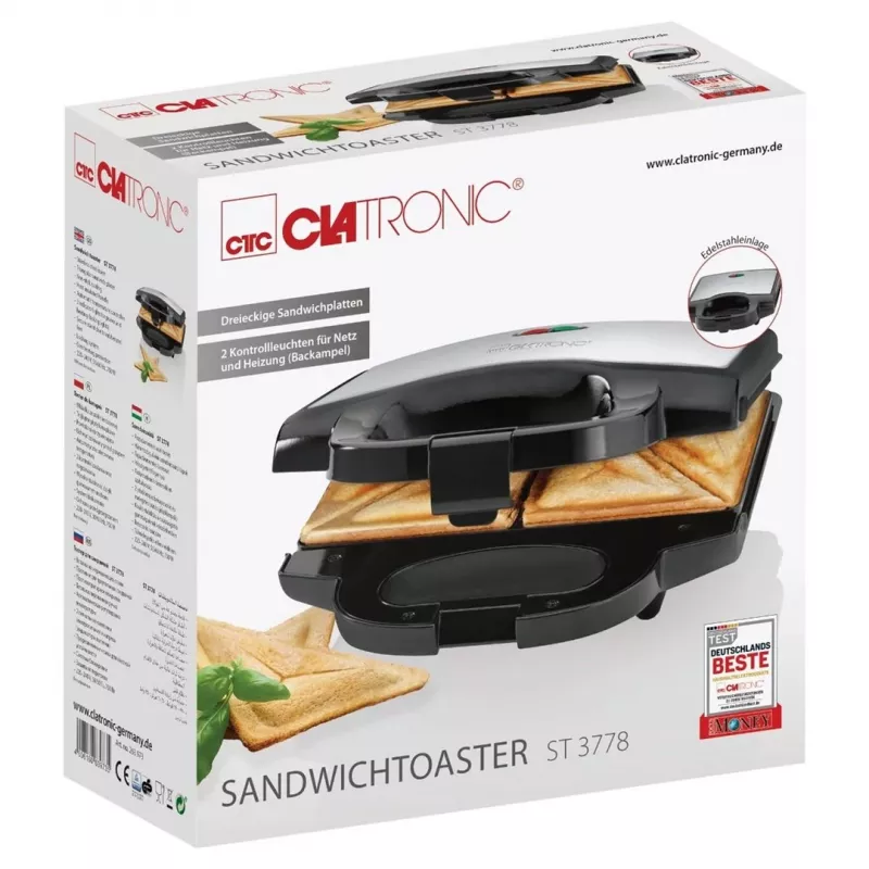 Clatronic ST 3778 võileivagrill 750 W Must, roostevaba teras