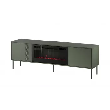 Cama Meble TV-kapp kaminaga TRESSE 180x40x54,5 cm — matt roheline pealispind, puitlaastplaat