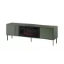 Cama Meble TV-kapp kaminaga TRESSE 180x40x54,5 cm — matt roheline pealispind, puitlaastplaat