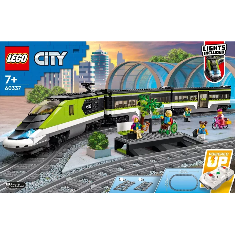 LEGO 60337 City Express reisirongi komplekt – kaugjuhitav mänguasi lastele, poistele ja tüdrukutele, töötavate esitulede, 2 vaguni ja 24 rööpatükiga