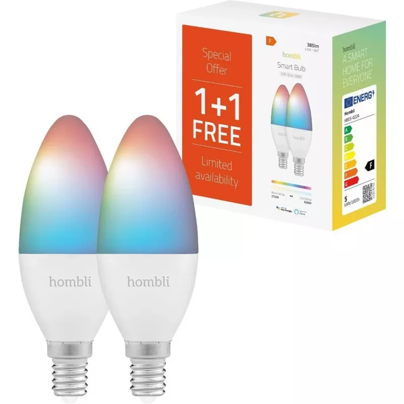 Hombli smart nutipirn, 4,5 W, E14, RGB, CCT, 1+1 sooduspakk
