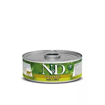 Märg kassitoit Farmina N&D Prime Boar & Apple kotike 70 g — täiskasvanud, 13% valku, 75% niiskust, gluteenivaba