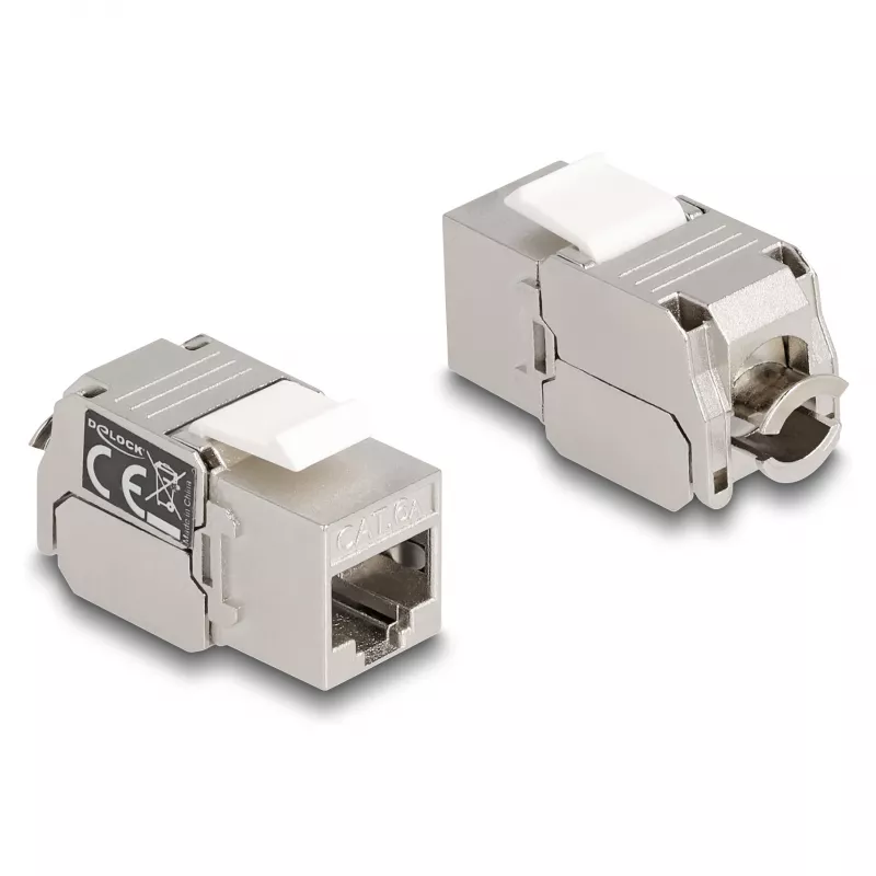 DeLOCK'i RJ45 pesa keystone-moodul LSA-le Cat.6A LED-iga, hõbevalge
