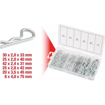 Poritiibade kinnitusdetailide komplekt KS Tools 970.0060 — 150 tk, läbimõõdud 1.8×33 kuni 3.9×75 mm