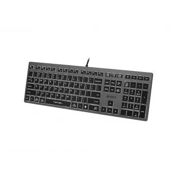 Juhtmega A4Tech klaviatuur FX60H USB QWERTY — täissuuruses 100%, valge taustvalgustusega, hall