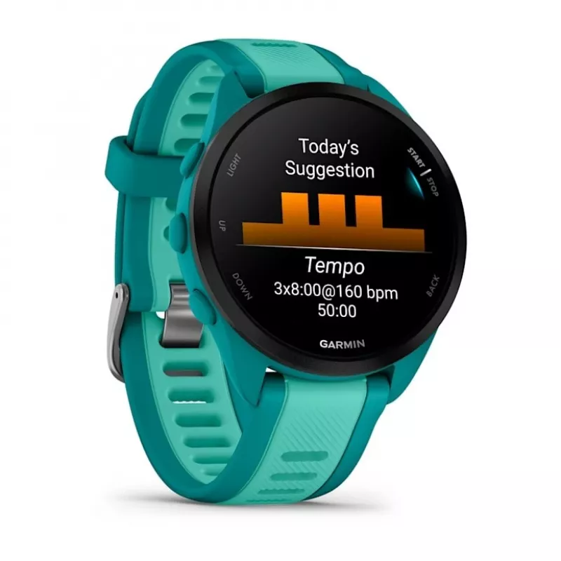 Nutikell GARMIN Forerunner 165 Music — 43 mm polümeerkorpus, 1.2 tolli AMOLED, 4 GB, GPS/GLONASS/Galileo, 5 ATM