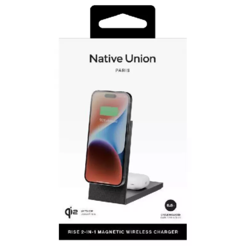 Native Union Rise 2-ühes Qi2 juhtmevaba laadija must