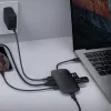 Sülearvuti dokkimisjaam AUKEY CB-C71 — 3× USB-C (USB 3.2 Gen1), HDMI, RJ‑45, MicroSD, USB PD 100W, 0,15 m kaabel, must