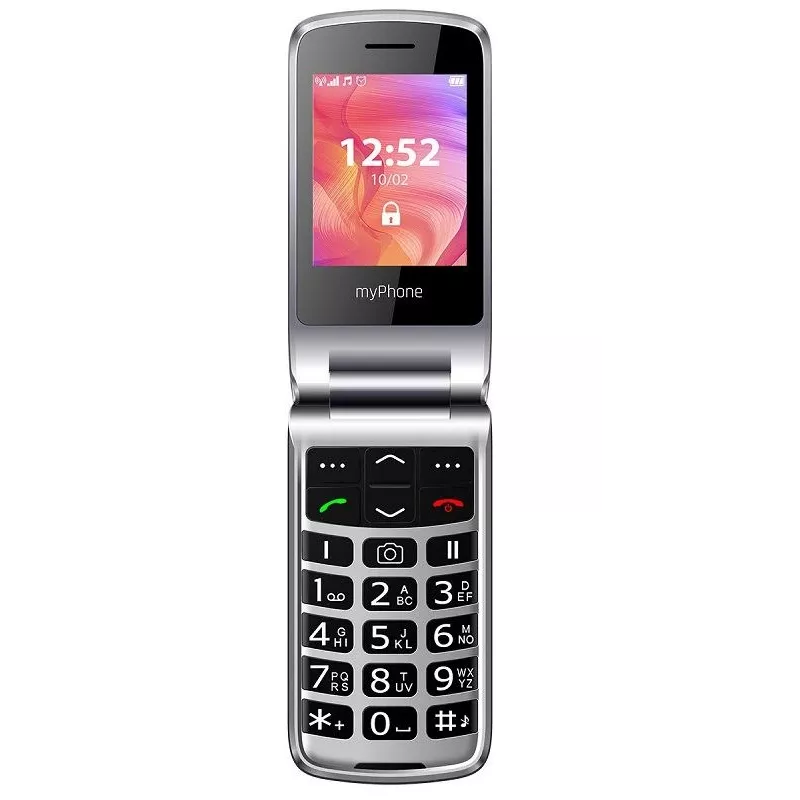 Mobiiltelefon MYPHONE RUMBA 2 — 2,4-tolline TFT, 32 MB muutmälu, 32 MB salvestusruumi, üks SIM-kaart, 0,3 MP kaamera, 800 mAh